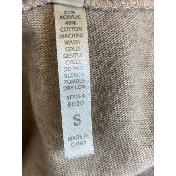COL STORY Sweater Beige Brown Front Snaps SMALL Acrylic Cotton Fitted Stretchy - Picture 8 of 9